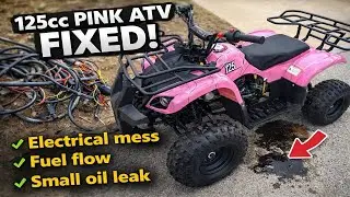 Pink ATV 125cc Fixed! Electrical issues, oil leak and fuel flow problems 