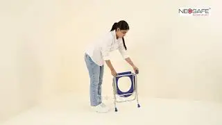 NEOSAFE Stainless Steel Premium Folding Commode Round Stool Safe Stool Anti-Slip (Blue)