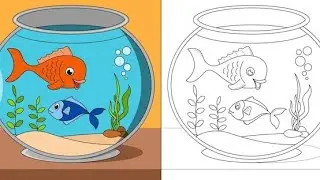 Fish Aquarium Drawing | How to Draw fish aquarium | Easy Fish Tank Drawing|| Drawing and colouring 🐠