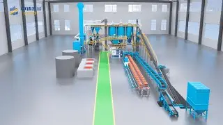 Flaskless green sand molding machine with sand plant and pouring machine for complete foundry line
