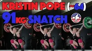 Kristin Pope (~64) - 91kg Snatch / 100kg Clean and Jerk [4k 60fps]