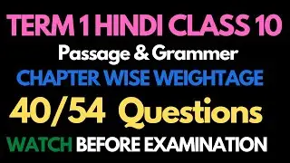 CLASS 10 HINDI MARKS DISTRIBUTION Weightage | Chapter wise (Blueprint) Term 1 Class 10 CBSE 2021