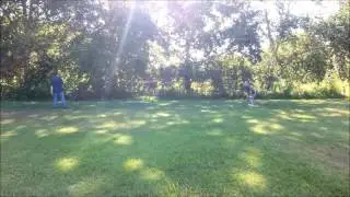 Jacob Smithon catches 4 disks in one hand twice in a row.