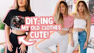 DIY-ING MY OLD CLOTHES CUTE AGAIN! (turning ugly clothes into cute clothes)