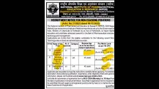 NIPER RECRUITMENT NOTICE FOR NON TECHNICAL POSITIONS adv no 11/2023 #niper2023 #govtjobs