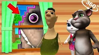 HAMOOD Saving TALKING TOM & ANGELA From WOMAN in the WINDOW in Minecraft 360&deg;