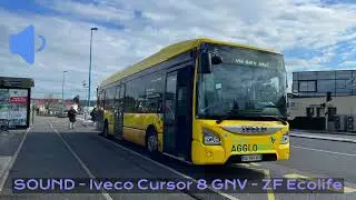 [AGGLOBUS RODEZ] SOUND | Iveco Urbanway 12 GNV n°186 - Cursor 8 & ZF Ecolife