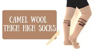 Beige Camel Wool Thigh High Socks