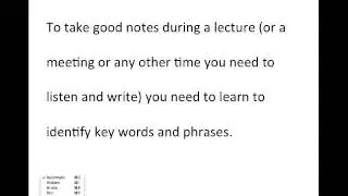 Taking Notes - Using Key Words and Phrases
