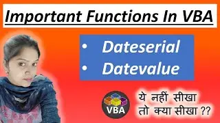 DateValue function in Excel VBA | DateSerial function in Excel VBA| Excel VBA functions