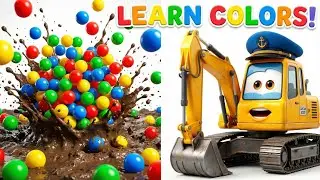 Learn Colors with Captain Scoop! 🚜🔴🔵 Excavator Ball Pit Surprise #excavator #toys 