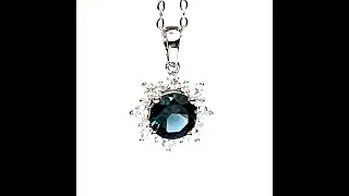 Lab Made Sapphire Pendant Sterling Silver 925 , September Birthstone
