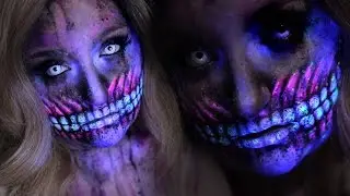 BLACKLIGHT GRAFFITI SKULL | Halloween Costume Makeup Tutorial | RawBeautyKristi