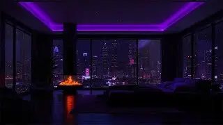 🌙 Midnight Rain in the City | Gentle Piano & Fireplace Sound for Sleep, Relax