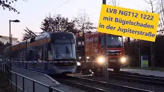 LVB NGT12 1222 mit B&uuml;gelschanden in der Jupiterstra&szlig;e! / LVB Stra&szlig;enbahn