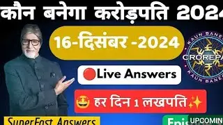 Kbc Play Along Quiz Live Superfast Right Answer Today 16 December 2024 Monday
