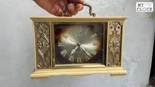 Citizen 51124 Mechanical Alarm Clock 2 Jewels｜シチズン 置時計 手巻き 2石｜Đồng hồ để b&agrave;n cơ c&oacute;t Citizen mạ v&agrave;ng