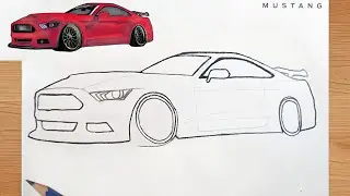 How to Draw a Ford Mustang GT &ndash; Step-by-Step Car Drawing for Beginners | Easy Car Drawing