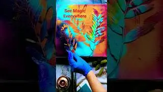 Spray Paint Magic with Leaves 🌿✨ | Abstract Art in Minutes #fluidartist #paintingtechniques