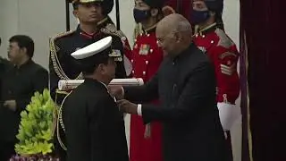 President Kovind presents Ati Vishisht Seva Medal to Rear Admiral Sanjay Vatsayan, NM.