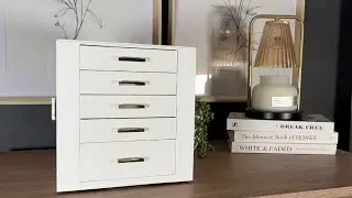 The Prettiest Jewelry Organizer (It Spins + Has 5 Drawers!)