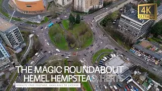 Magic Roundabout Hemel Hempstead - Drone flyover with hyperlapse - royalty free 4K 60pfs