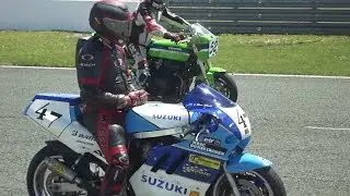 Old school superbikes - race start (IGFC Adria race 2015) [classic motorcycle racing]