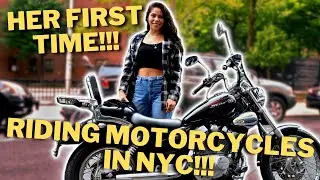 HER FIRST TIME  RIDING A MOTORCYCLE IN NYC!!! |  Brand new rider on the busiest streets in the US