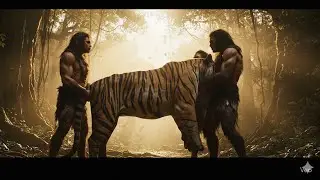 Primal Brothers: Three Ape-Men United in a Fierce Tiger Hunt, Fighting for Blood, Fire, and Survival