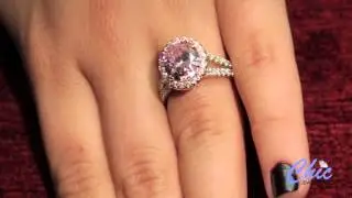 Gorgeous two tone anniversary ring with AAA high quality pink oval cz center stone -Item # P8089