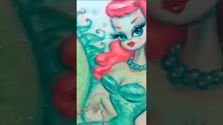 💙 vintage pinup style Mermaid 💙 acrylic painting #shorts