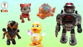 Repair five toys: Fighting Robot, Cat, Fish, Duck, Dancing Robot