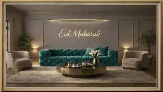 Eid Mubarak Golden Frame - Turquoise Serenity | 2 Hours UHD Elegant Home Ambience | Amarno_AM | #03
