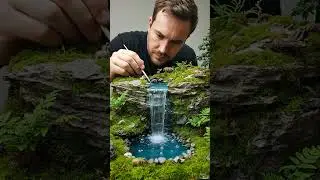 He Made a Real Waterfall That Actually Flows #water #miniature #art #diorama #satisfying #asmrvisual