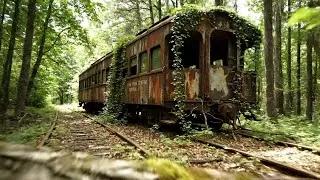 From Forgotten Railcar to Forest Wooden Home ( ai cinematic )