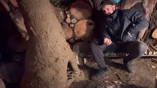 🔥 Log Forest Shelter: Night Boar Attack Survival Skills
