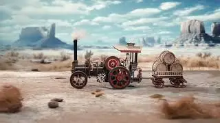 Robotime Rokr Car Model Building Kit 3D Wooden Puzzle Steam Kit 1:28 Mechanical Steam Locomotive