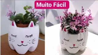 Vasinho de gesso de Garrafa Pet descartável, Vaso para vender.