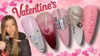 💖 Valentine's Nail Art Ideas | Cat Eye Heart Ombre | 3D Love | Clear Tip | Easy Pink Valentine Nails