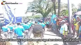 Bugandi Secondary school welcomes Lae Igam Barracks team with drum band