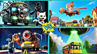 Monster🧟&zwj;♂️ School Bus 🚌 Vs Cute Cats 🐾 Epic Tiles Hop Battle 🎶