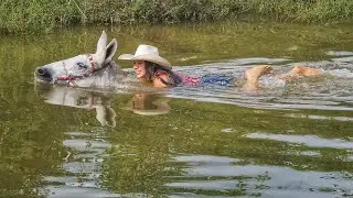 BANHANDO DE MULA NA REPRESA!