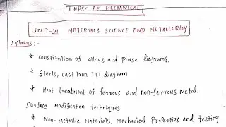 💥💥TNPSC AE MECHANICAL 2021 | UNIT 6 MATERIAL SCIENCE AND METALLURGY SYLLABUS AND QUESTION ANALYSIS