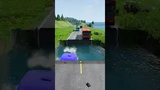 Bus vs water pit #35 #beamngdrive #mcqueenbeamng #cartransport #bus