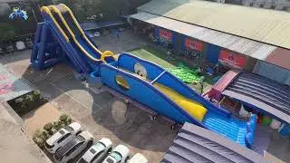 Blue-Yellow Tunnel Inflatable Play Slide: Creative Design for Exciting Fun!