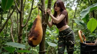 Mastering Honey Bee Catching Skills in the Deep Jungle &ndash; Climbing Ancient Trees for Wild Hives #bee
