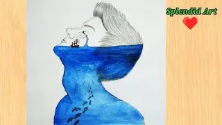 Creative pencil drawing | Double meaning crying boy drawing | Splendid art | Art video
