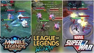 Mobile Legends VS LOL Wild Rift vs Marvel Super War, (NO INTRO) Skill Effects Comparison