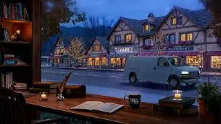 Cozy Mountain Village Coffee Shop Rain Ambience 🌧️ Study Room View for Focus & Relaxation