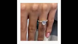 Oval Diamond Engagement Ring, Pave Set with Marquise Side Stone